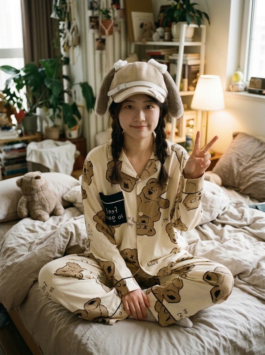 Warm brown bear sleepwear for weekend mornings